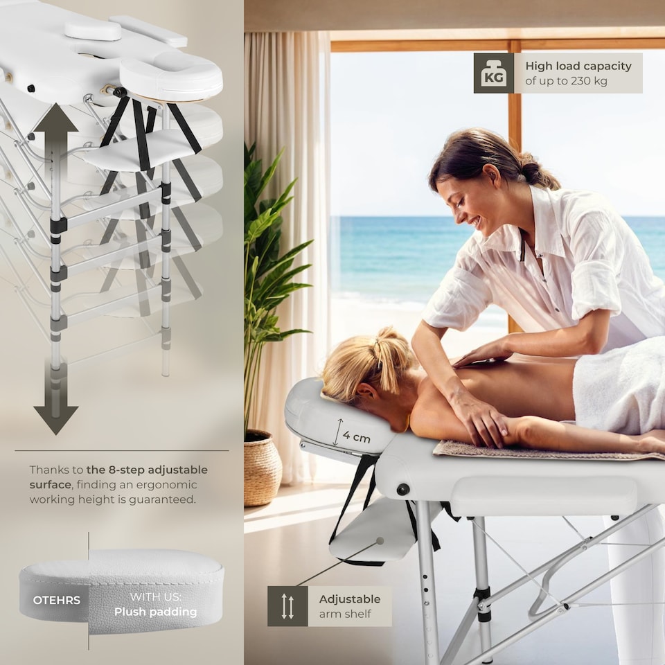 image 1 of Massage Table Set Massage Bench Massage Table 2 Zone Massage Bed Cosmetic Lounger Bag Bolsters Head And Armrests | White | white | 1