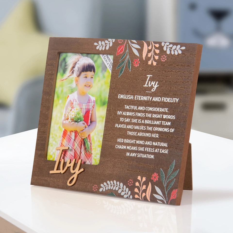 image 1 of History & Heraldry Pre-Personalised Kids Wooden Picture Frame - Ivy