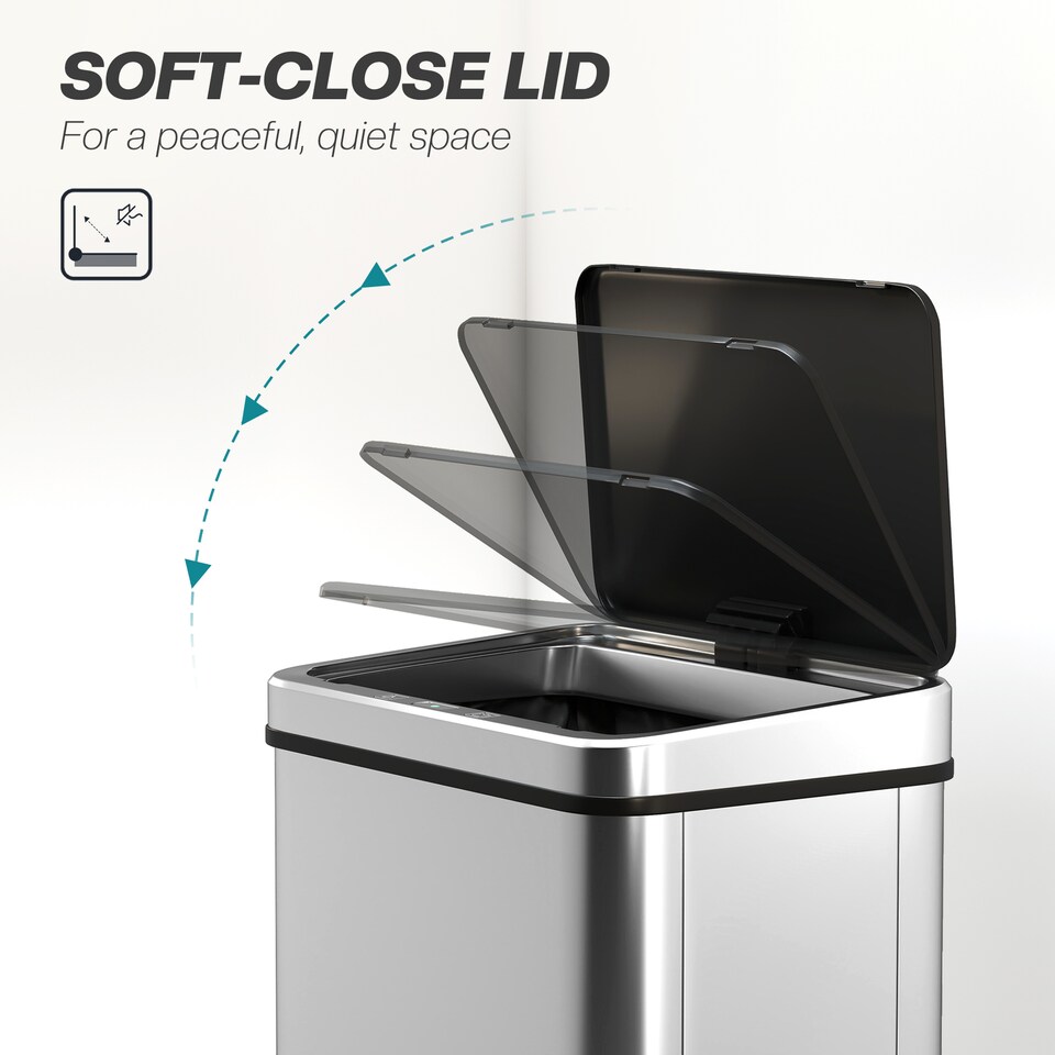 image 1 of HOMCOM Kitchen Bin with Fast Motion Sensor, 50L Stainless Steel Sensor Bin | Silver