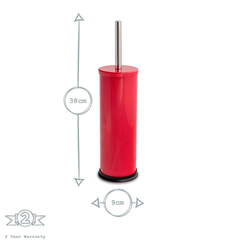 image 1 of Harbour Housewares Round Toilet Brush & Bin Set - Red Red