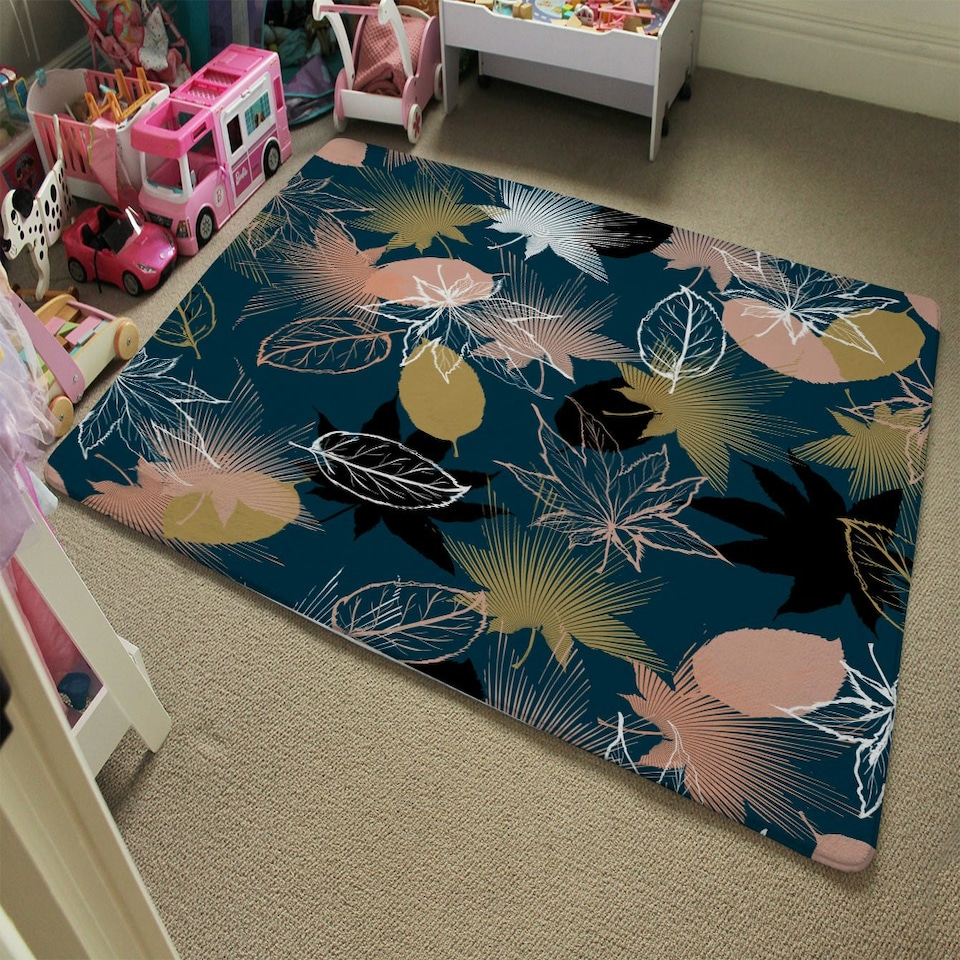 image 1 of Maple Leaves (Rug) Blue | XL: 160x230cm