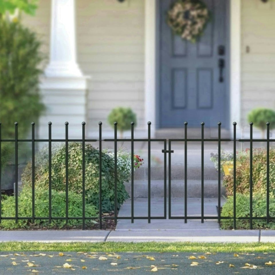 Ball Top Fence Section Black Galvanised Steel Panacea Fence System 94cm