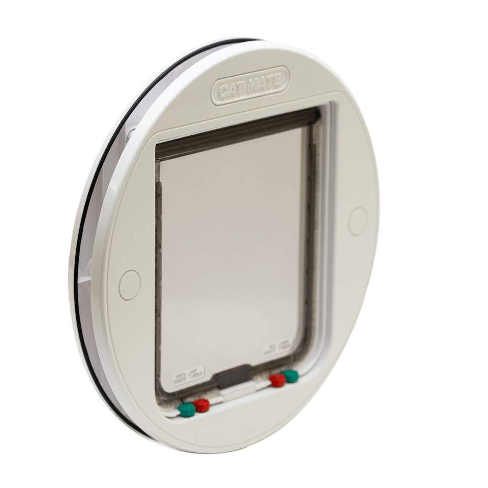 image 1 of Cat Mate Large Glass & Wall Fitting Cat Flap – White (357W)