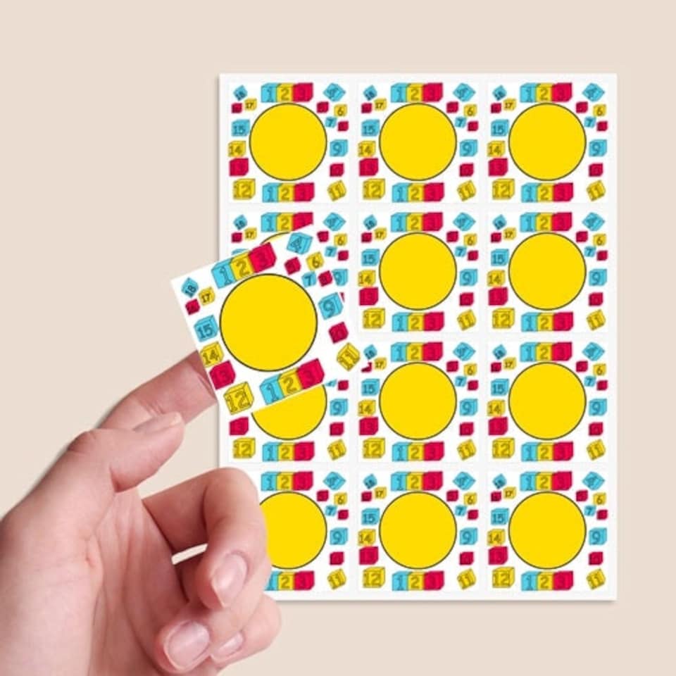 image 1 of Numbers Design 65mm Square Sticker sheet of 12