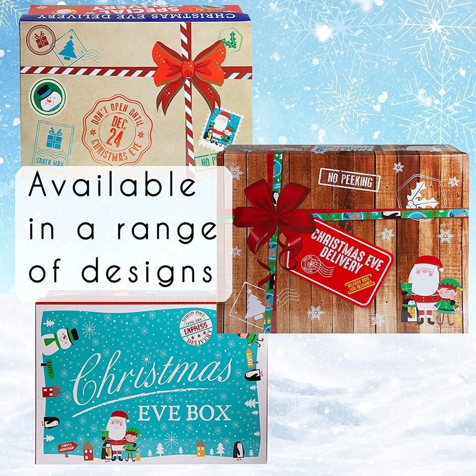 image 1 of VFM e-Store Wooden Christmas Eve Favour Box - Brown with Red Accents