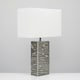 image 2 of ValueLights Pair Of Modern Silver Ripple Effect Ceramic Table Lamps With White Light Shades