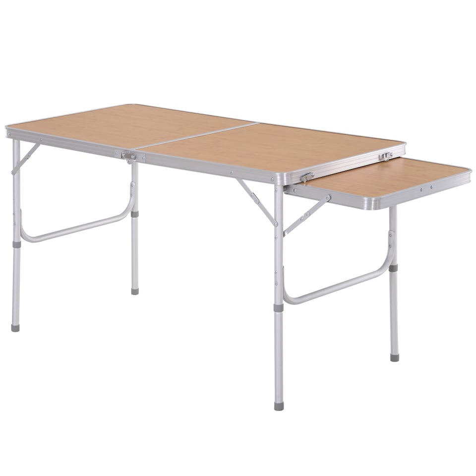image 1 of Outsunny 4ft Aluminium Picnic Table with Side Desktop Adjustable Outdoor BBQ Party Portable Folding Lightweight