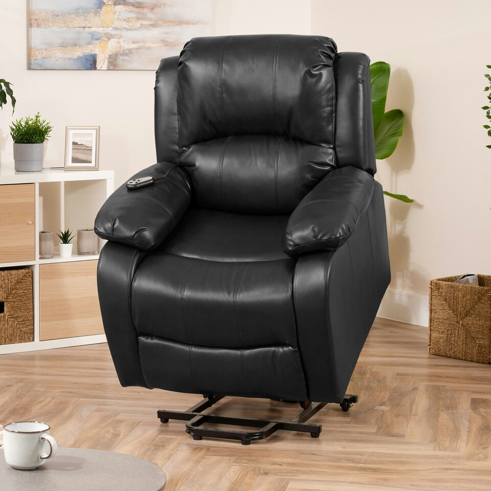 image 1 of Northfield Dual Motor Massage Heat Riser Recliner Chair - Black