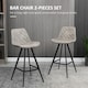 image 3 of HOMCOM Set Of 2 Bar Stools Vintage Microfiber Cloth Tub Seats Padded Steel Grey