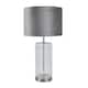image 1 of First Choice Lighting Clear Fluted Glass Lamp with Grey Velvet Shade Chrome | Grey