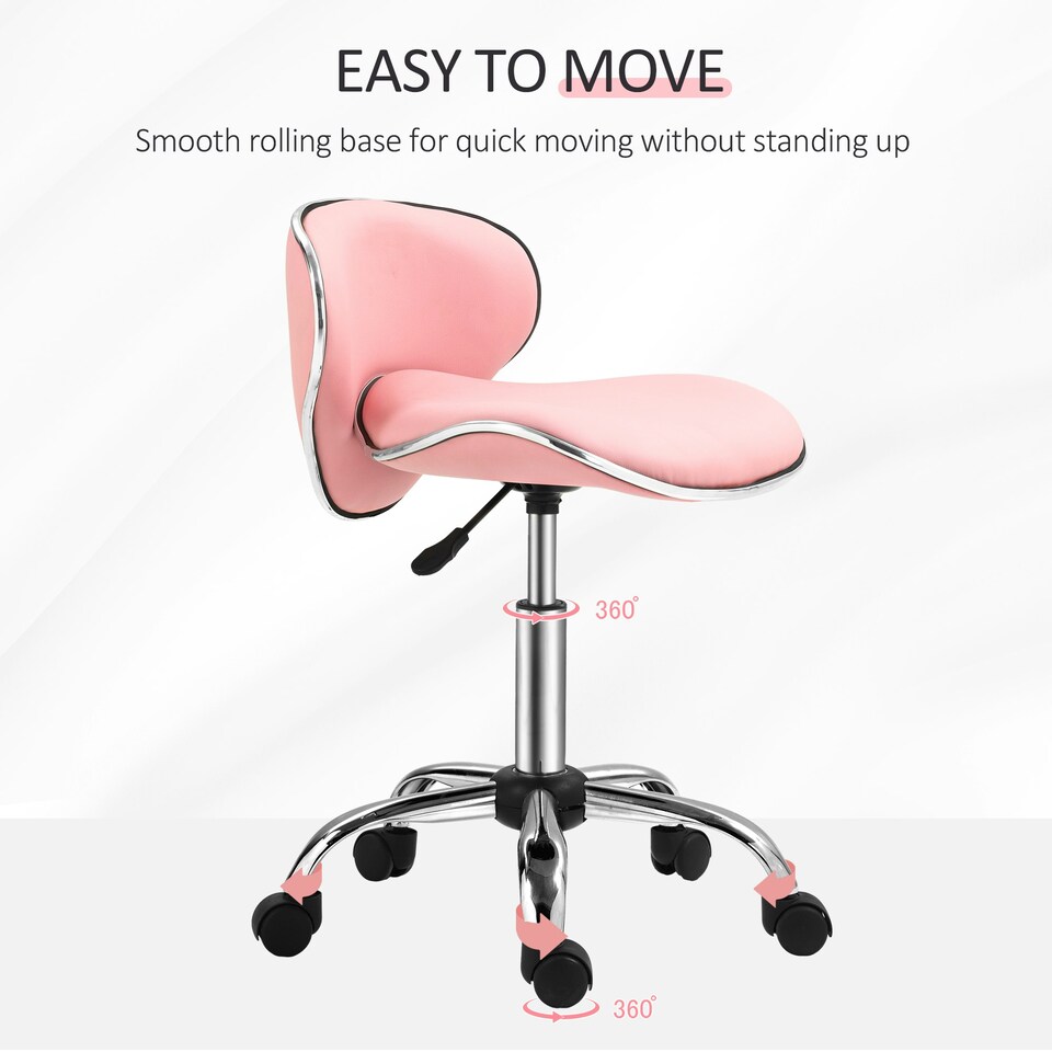 image 1 of HOMCOM Office Chair Beauty Salon Rolling Technician Stool Chair Grey