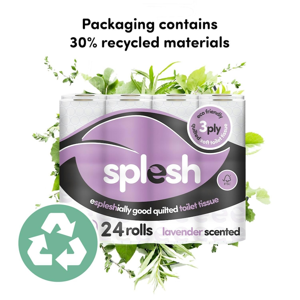 image 1 of Splesh by Cusheen Quilted Lavender Fragrance 3 Ply Toilet Tissue Paper 24 Rolls
