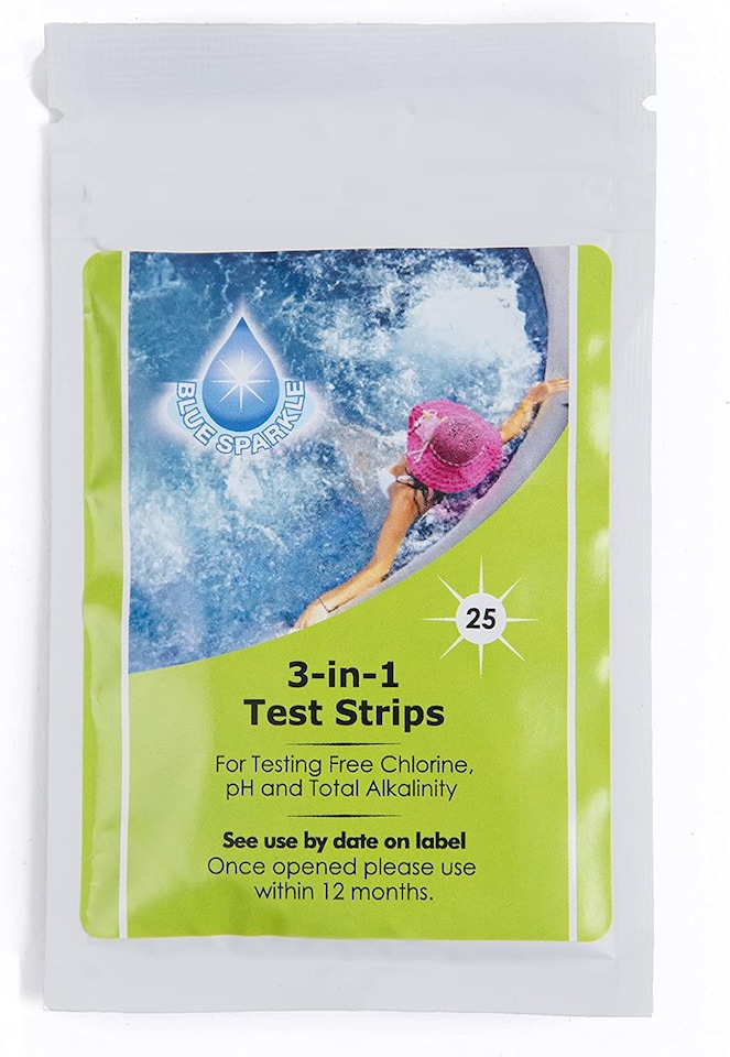 image 1 of 50 Dip 3-in-1 Test Strips Blue Sparkle for Ground Pool Spa and Hot Tubs Treatment to Measures PH, Alkaline and Chlorine