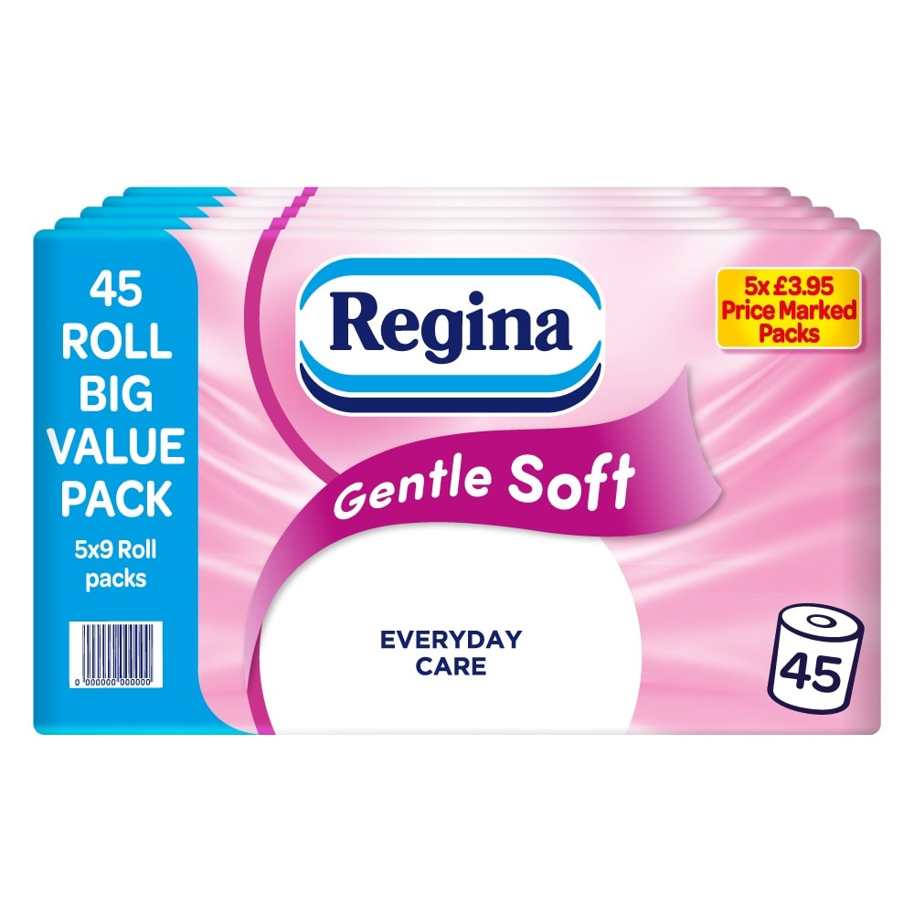Regina Gentle Soft Toilet Tissue 45 Rolls Everyday Care Big Value Pack