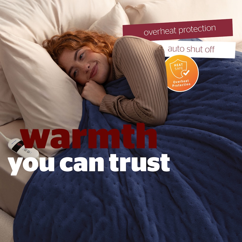 image 1 of Silentnight Luxury Heated Throw, Navy | Blue | Navy | One Size | 1