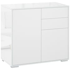 HOMCOM Side Cabinet with 2 Door Cabinet and 2 Drawer for Home Office, White