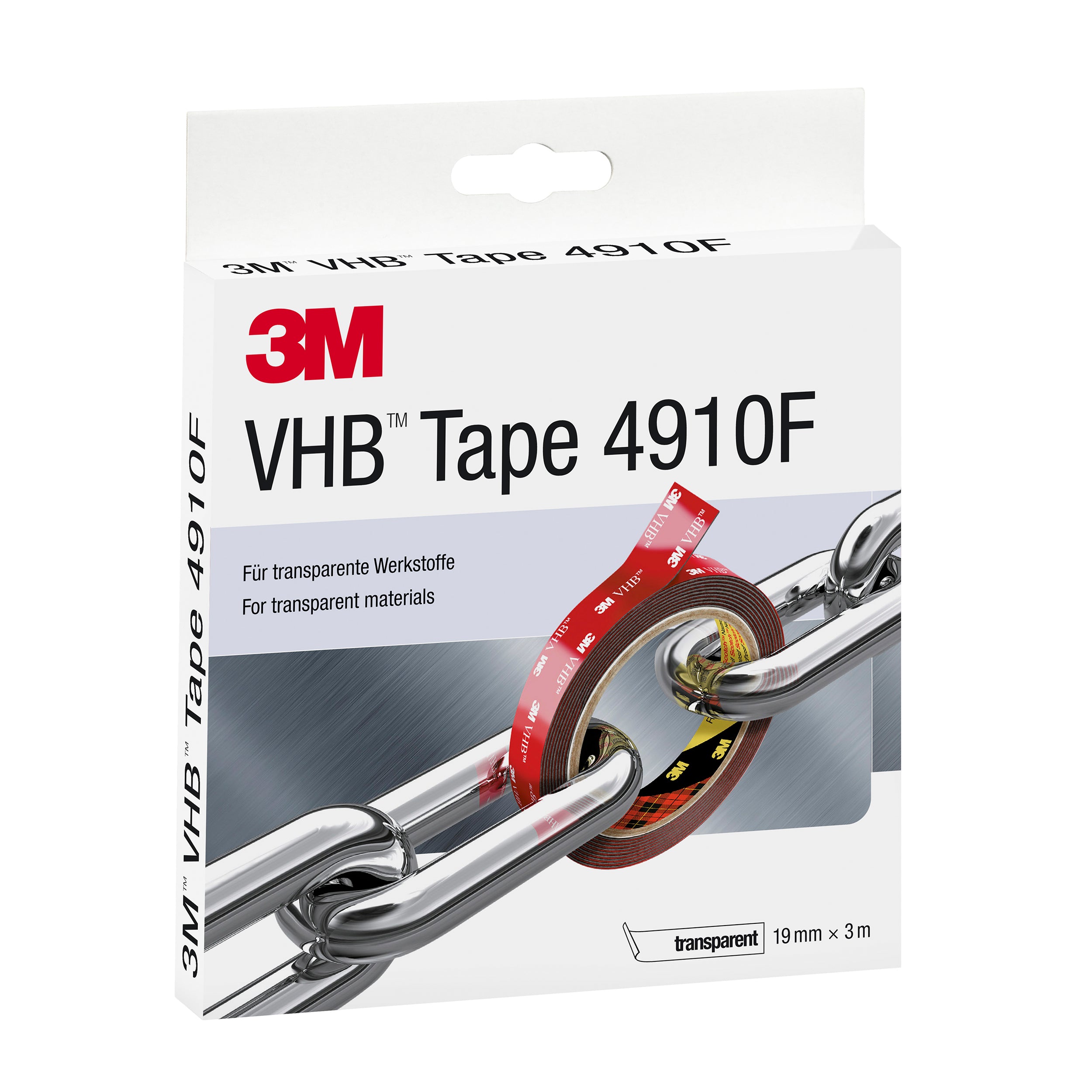 3M VHB 4910 F Transparent Acrylic Foam Tape, 19 mm x 3 m, 1.1 mm Thick ...