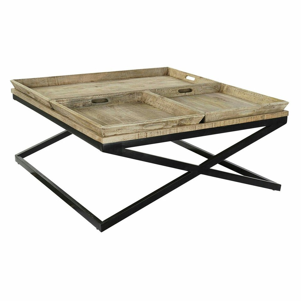 image 1 of Centre Table DKD Home Decor Black Natural Wood Metal 120 x 120 x 55 cm N/A