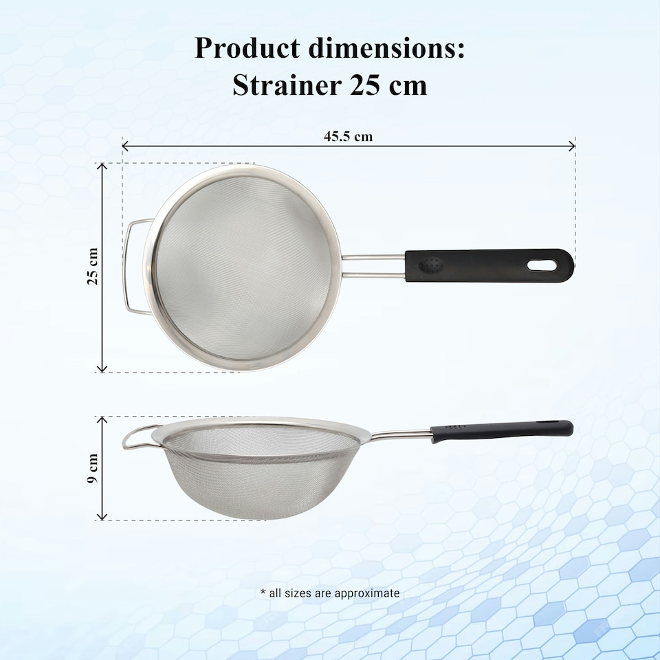 image 1 of Buckingham Stainless Steel Fine Mesh Sieve Strainer 25 cm Soft Touch Handle