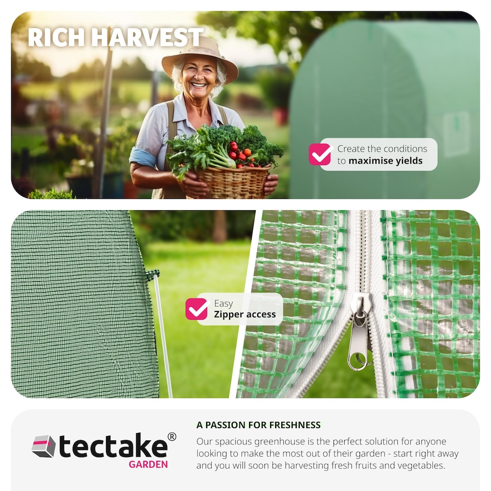 image 1 of Greenhouse - polytunnel with 6 windows, 343 x 200 x 200 cm