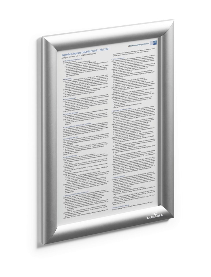 image 1 of Durable Aluminium Snap Frame Retail Clip Poster Holder Notice Board | A4 Silver | Silver