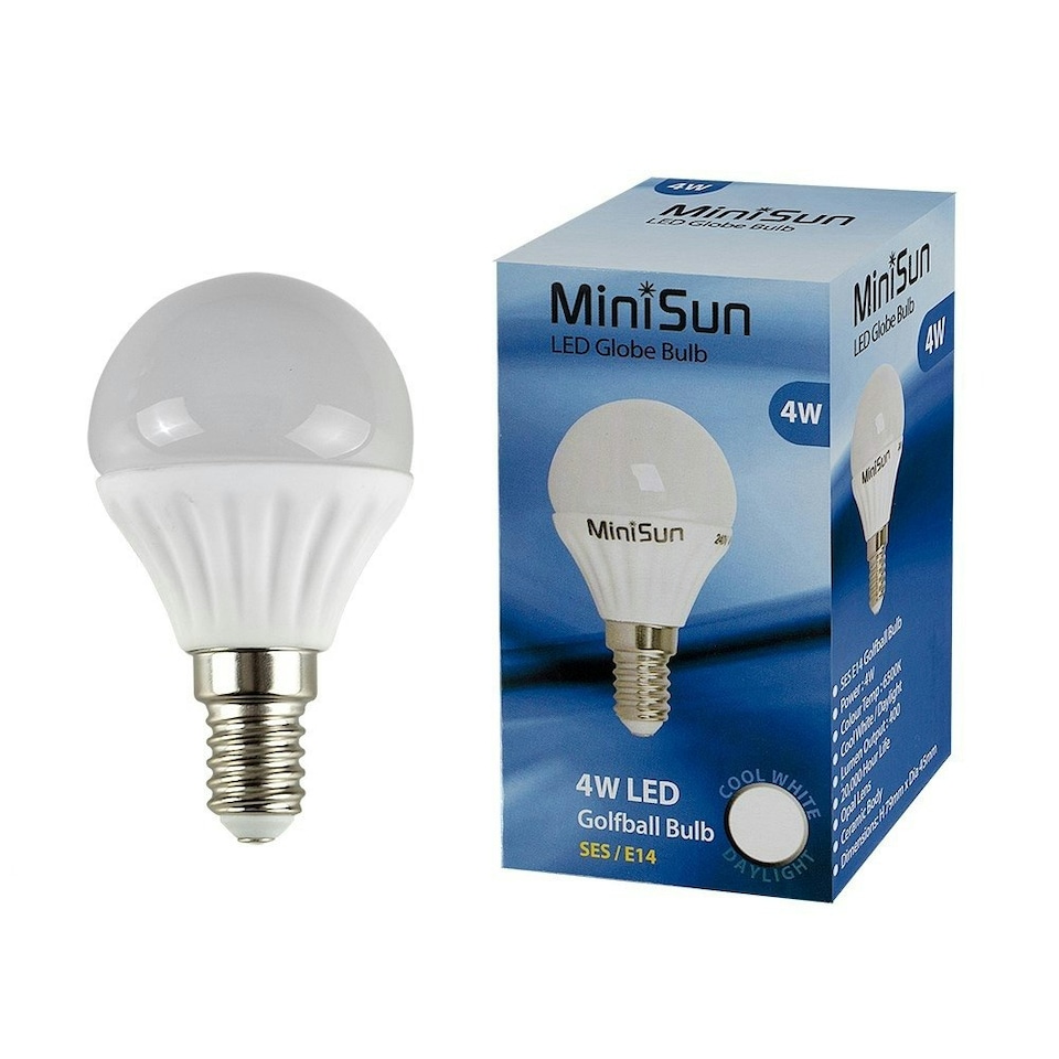 image 1 of ValueLights 6 Pack E14 White Plastic Golfball LED 4W Cool White 6500K 400lm Light Bulb