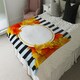 image 4 of Orange& Red Autumn Leaves on Black Stripes (Blanket)