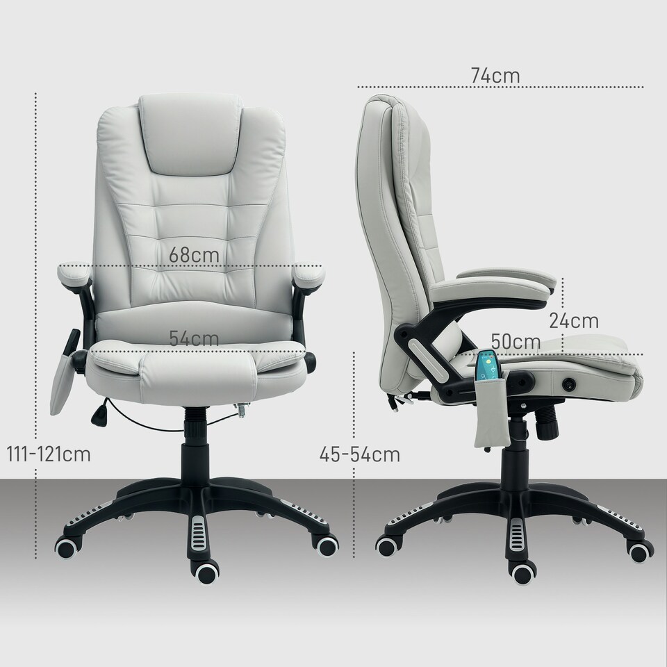 image 1 of HOMCOM Heated Vibrating Massage Chair with Reclining Function, Light Grey
