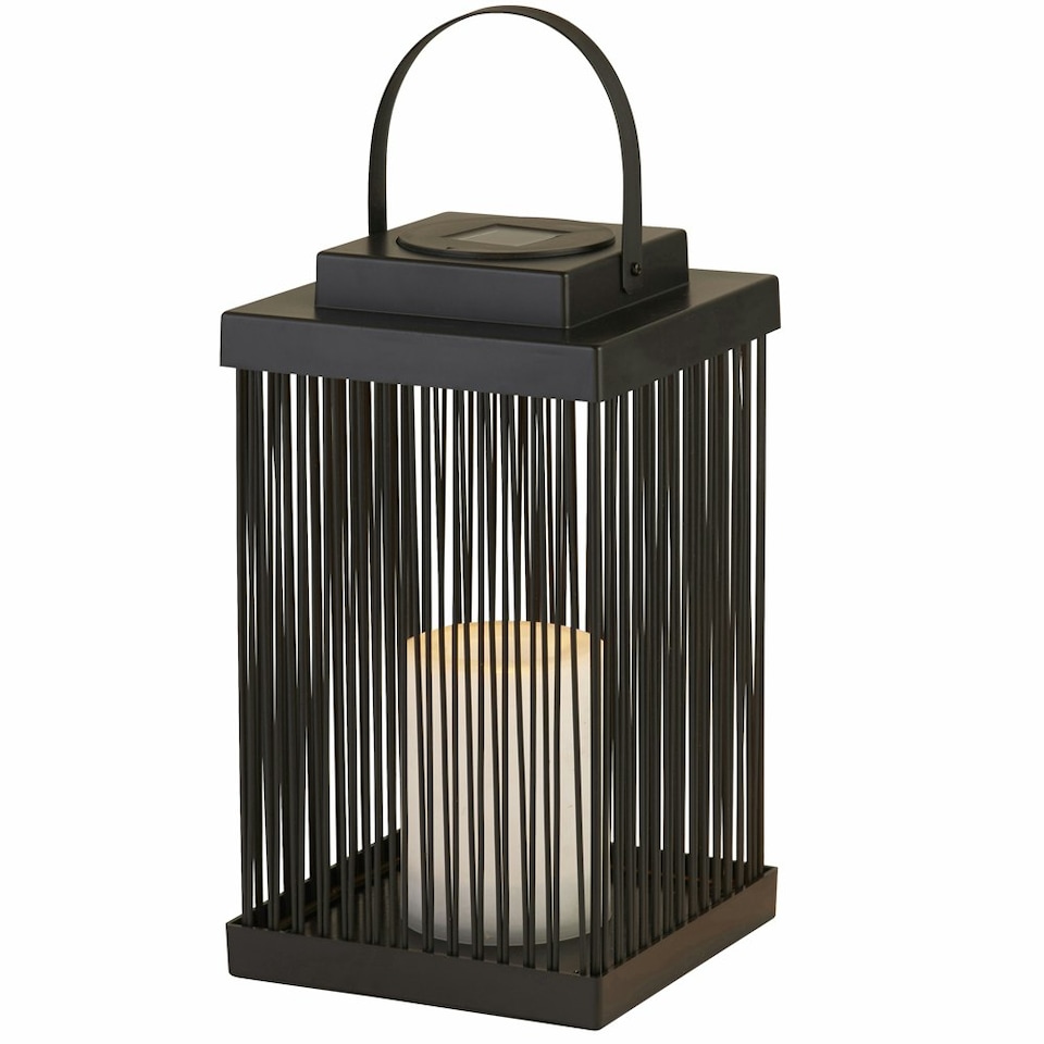 image 1 of MEDIUM SOLAR OUTDOOR RATTAN FRAME LANTERN