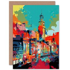 Nottingham City England Cityscape Vibrant Art Card