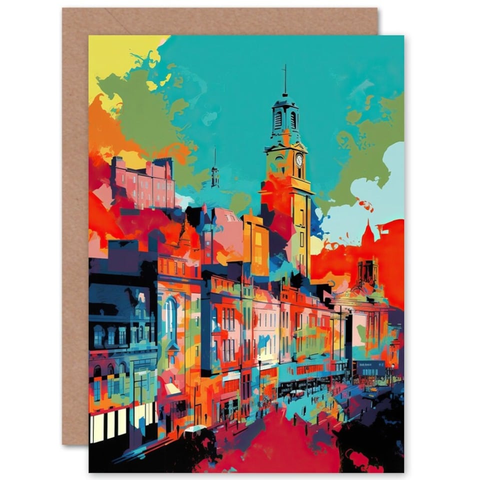 image 1 of Nottingham City England Cityscape Vibrant Art Card