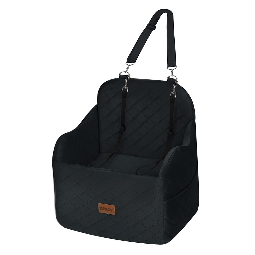 Skylos Dog Booster Car Seat Black Portable Travel Carrier Bed for Pet | Black | Black | One Size