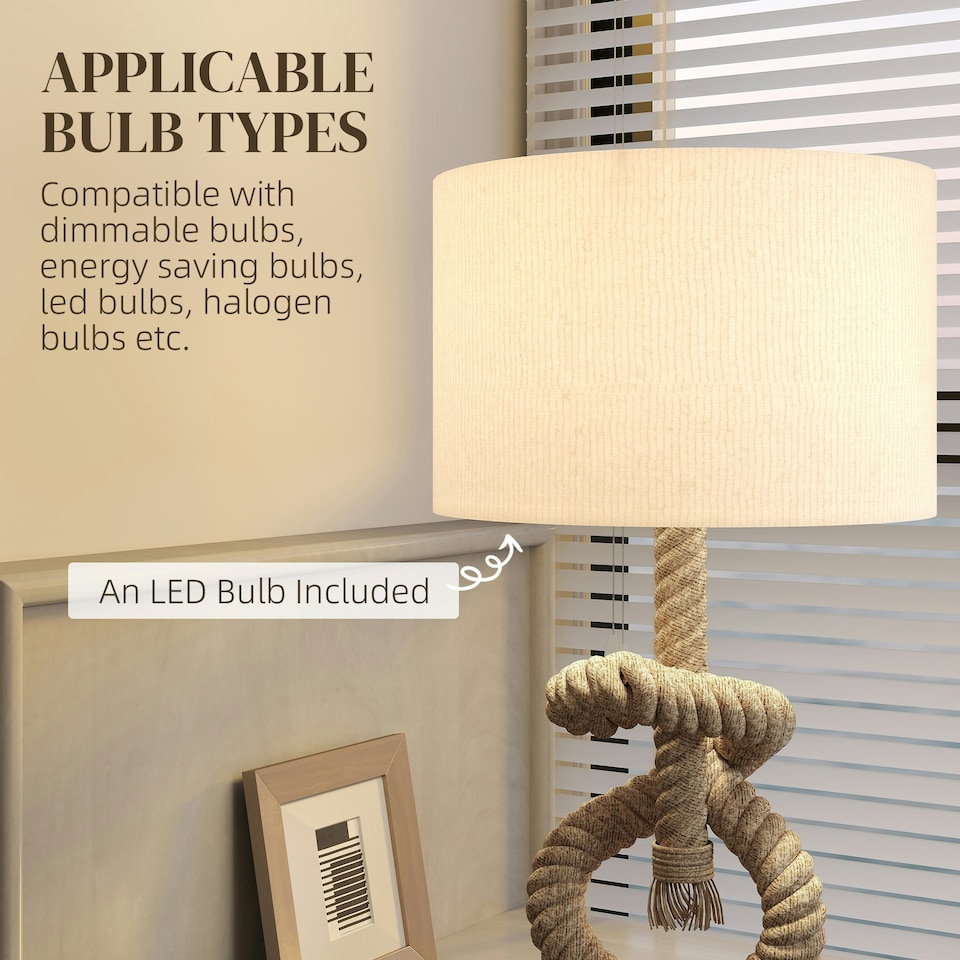 image 1 of HOMCOM LED Nautical Table Lamp with USB Charging Port for Bedroom Living Room