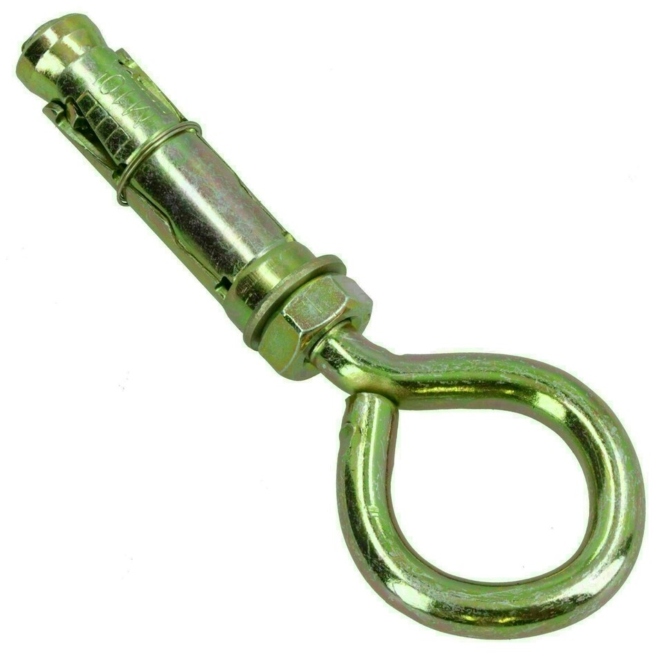image 1 of 10mm Closed Hook Eye Bolts Rawl Shield Wall Anchor Expansion Brick Stone 20pc