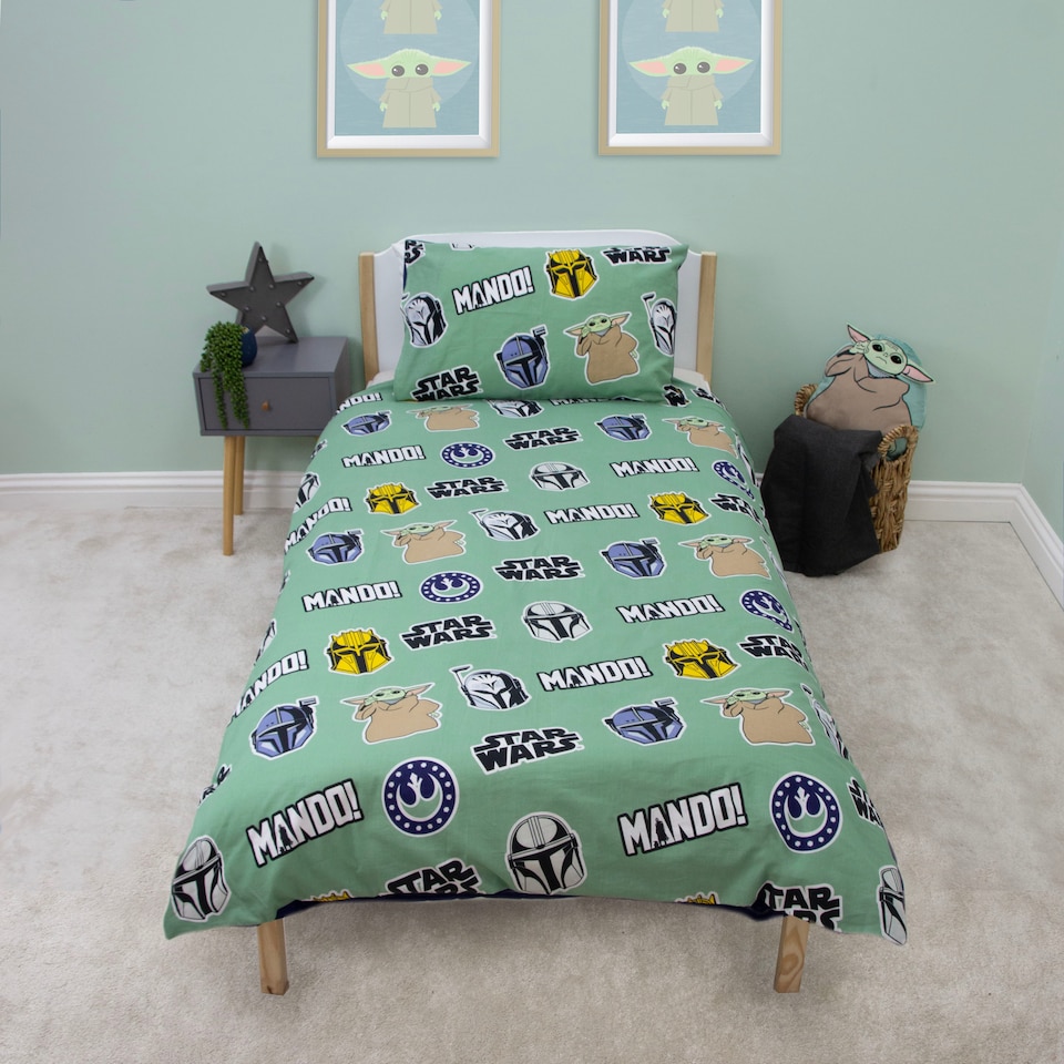 image 1 of Mandalorian Friend Glow In The Dark Single Duvet Cover