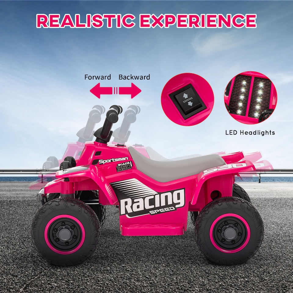 image 1 of AIYAPLAY 6V Electric Kids Quad Bike for Kids w/ Forward/Backward, Pink