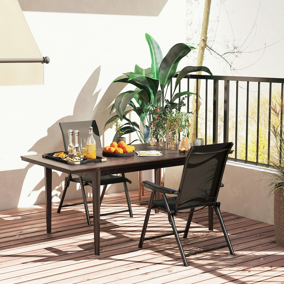 image 1 of Outsunny Folding Garden Dining Chairs Set of 2/4 with Mesh Seat Black | 2 pcs