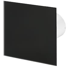 125mm Timer Extractor Fan Matte Black Glass Front Panel TRAX Wall Ceiling Ventilation