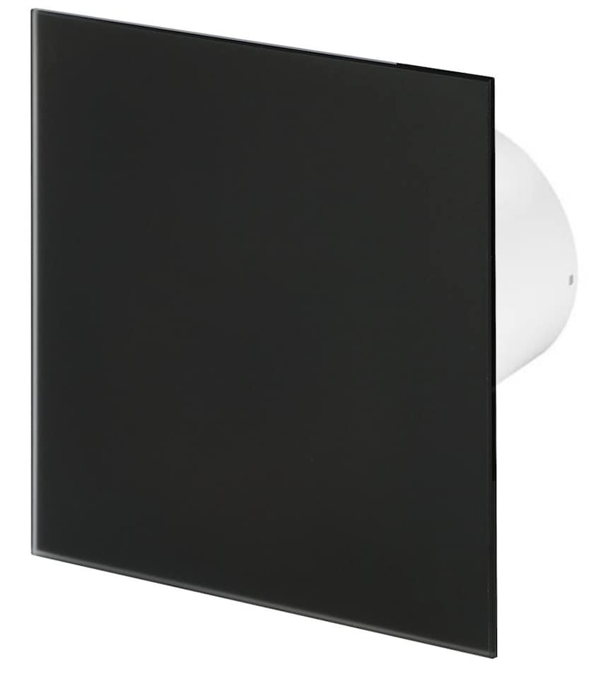 image 1 of 125mm Timer Extractor Fan Matte Black Glass Front Panel TRAX Wall Ceiling Ventilation