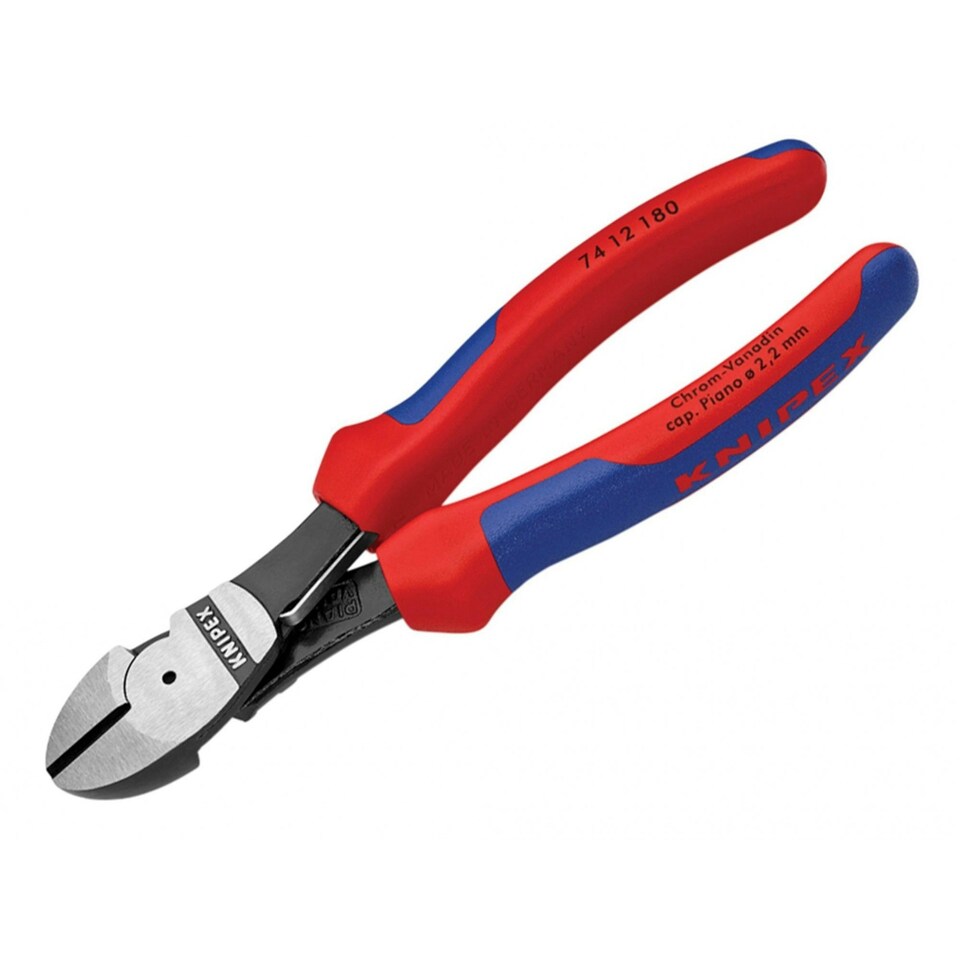 Knipex 74 02 Series High Leverage Diagonal Cutters, Multi-component Grip - Multi Colour - One Size