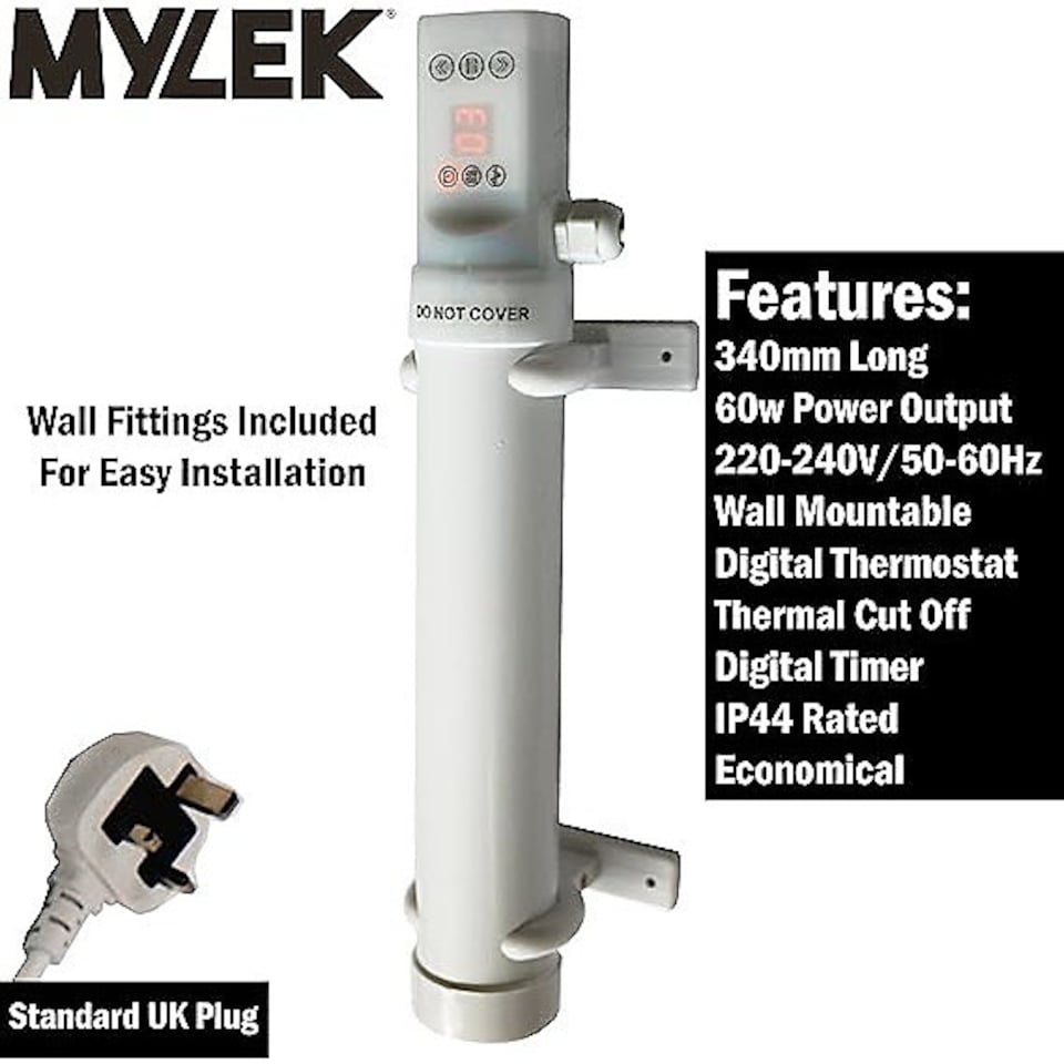 image 1 of Tubular Heater 60W Low Energy - Tube 34cm And Cage Guard 31cm - Built in Digital Timer