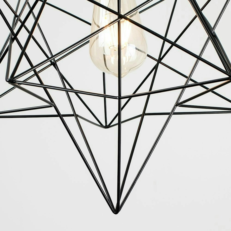 image 1 of ValueLights Casco Matte Black Pendant Light with Black Novelty Shade and E27 Pear LED 4W Warm White 2700K Bulb | Black