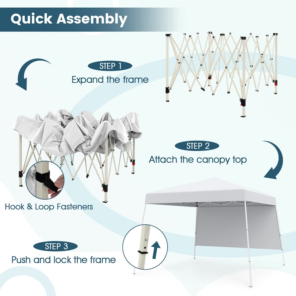 image 1 of COSTWAY 3m x 3m Pop up Canopy Tent Garden Gazebo White