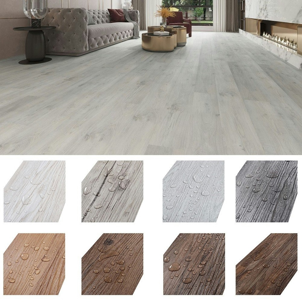 image 1 of Living and Home 21Pcs Rustic Style Wood Plank PVC Flooring - White 91.5 L x 15.2 Wcm | White