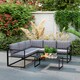 image 8 of Outsunny 3 Piece L Shaped Garden Furniture Set with Cushions, Garden Corner Sofa Set with 3-Seater Sofa, Loveseat and Tempered Glass Top Table for Outdoor, Grey