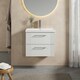 image 2 of Retro 2 Drawer Wall Hung Vanity Unit with Thin-Edge 1 Tap Hole Ceramic Basin - 600mm - Satin White - Balterley White