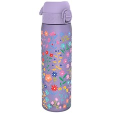 Leak Proof Slim Water Bottle, BPA Free, 500ml (18oz) | Purple | Delicate Floral | One Size