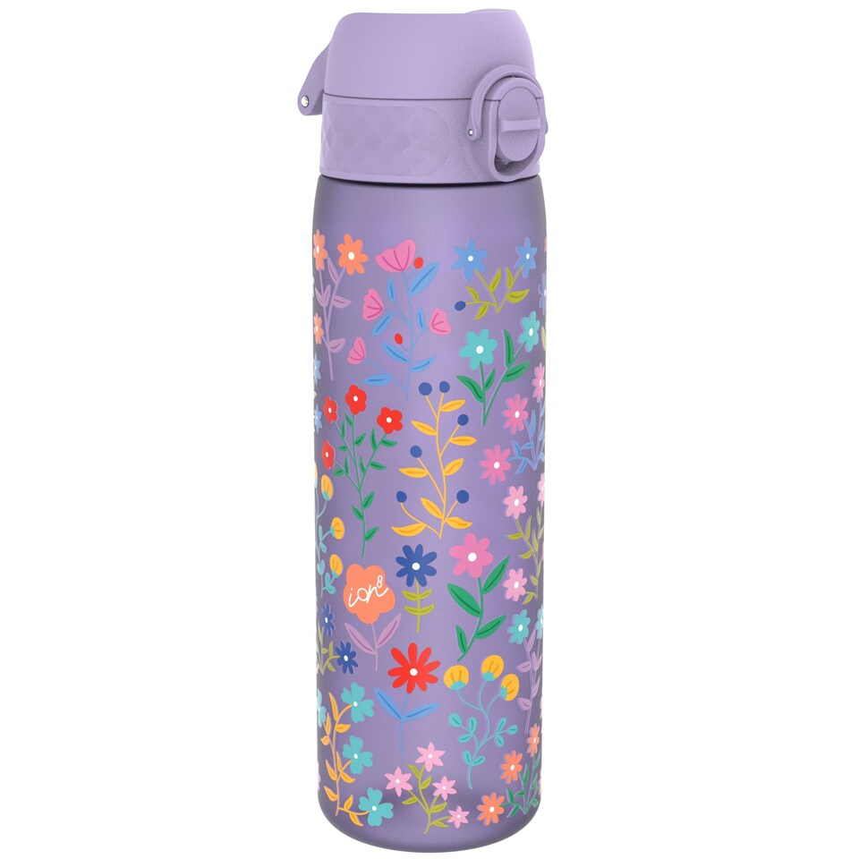 image 1 of Leak Proof Slim Water Bottle, BPA Free, 500ml (18oz) | Purple | Delicate Floral | One Size