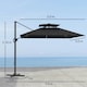 image 5 of Outsunny 3.5m Aluminium Cantilever Parasol w/ LED Lights Crank Tilt UV50+ Khaki Black | Black