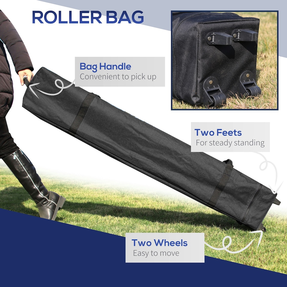 image 1 of Outsunny Pop Up Gazebo Foldable w/ Wheeled Carry Bag & 4 Weight Bags, Grey